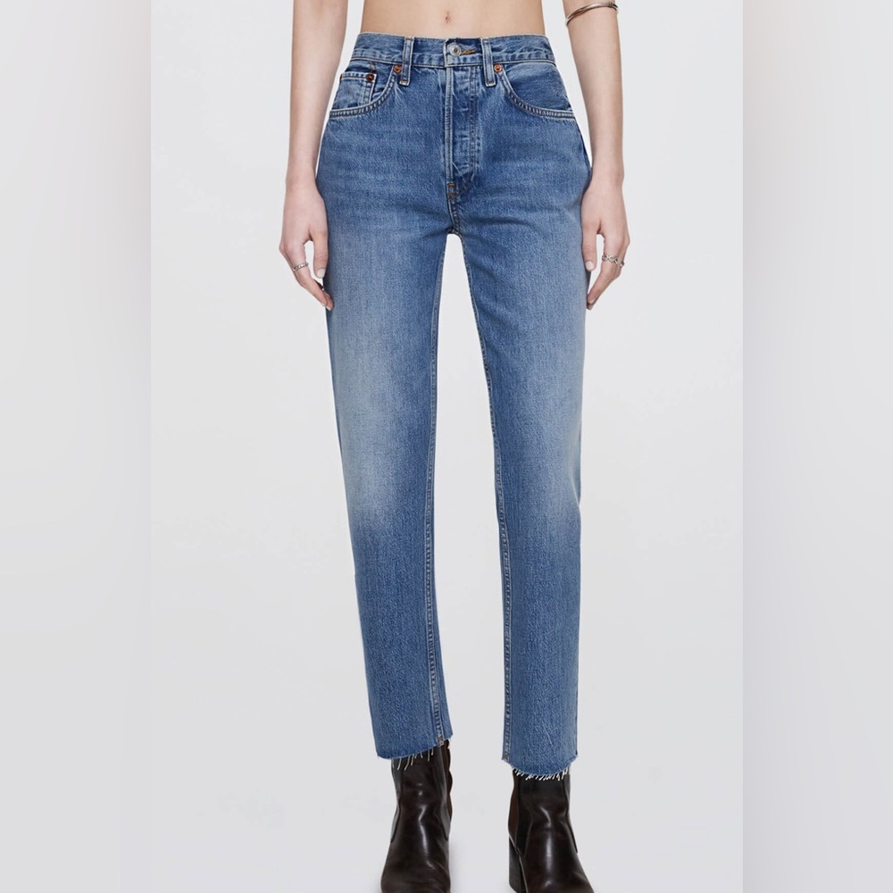 RE/DONE high rise stove pipe denim jeans medium56 wash size 25
